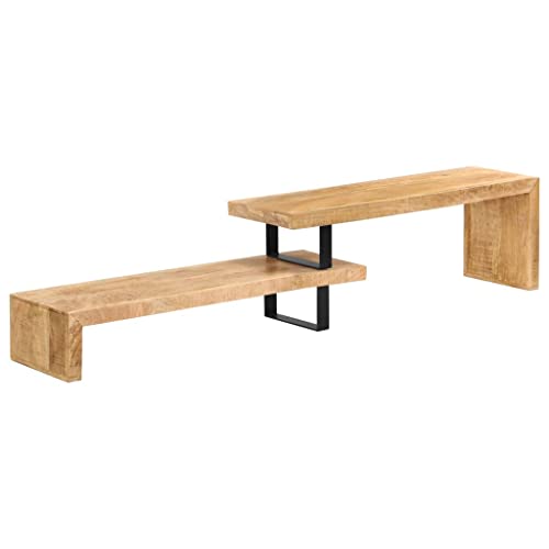 Solid Mango Wood TV Stand with Wrought Iron Legs, 45.3" L x 18" W x 15.7" H D322077