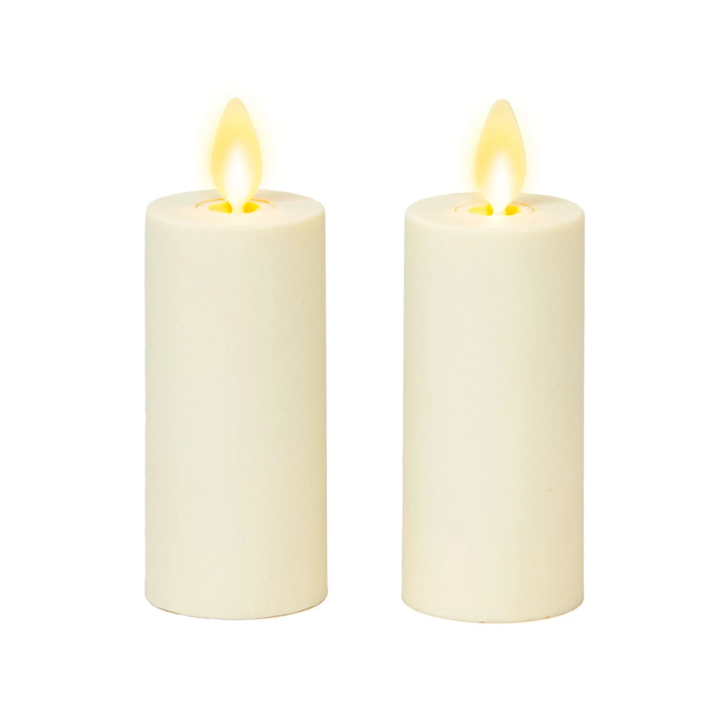 Realistic Artificial Moving Flame Votive Candle - Set of 2 - Ivory - 1.5" x 4" O897