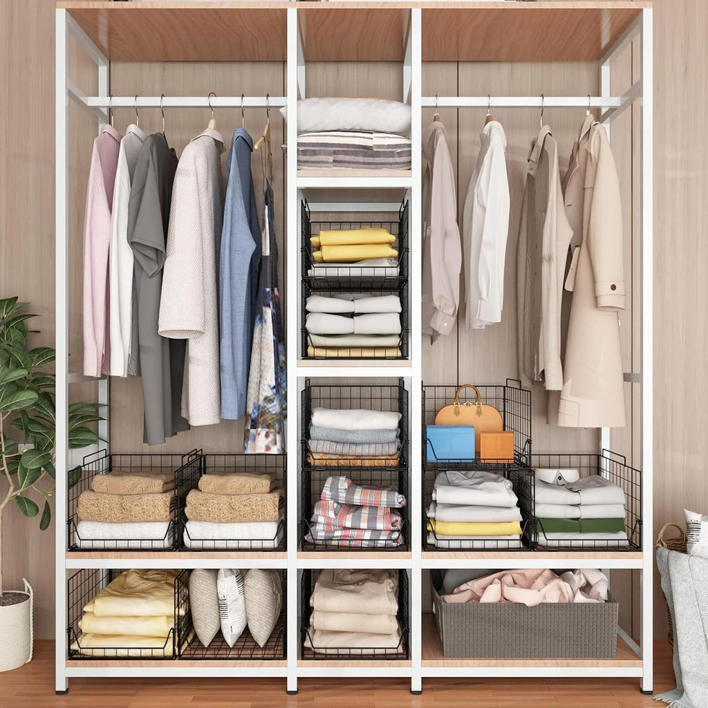 Black Metal Stackable Closet Organizers 4 Pack M525