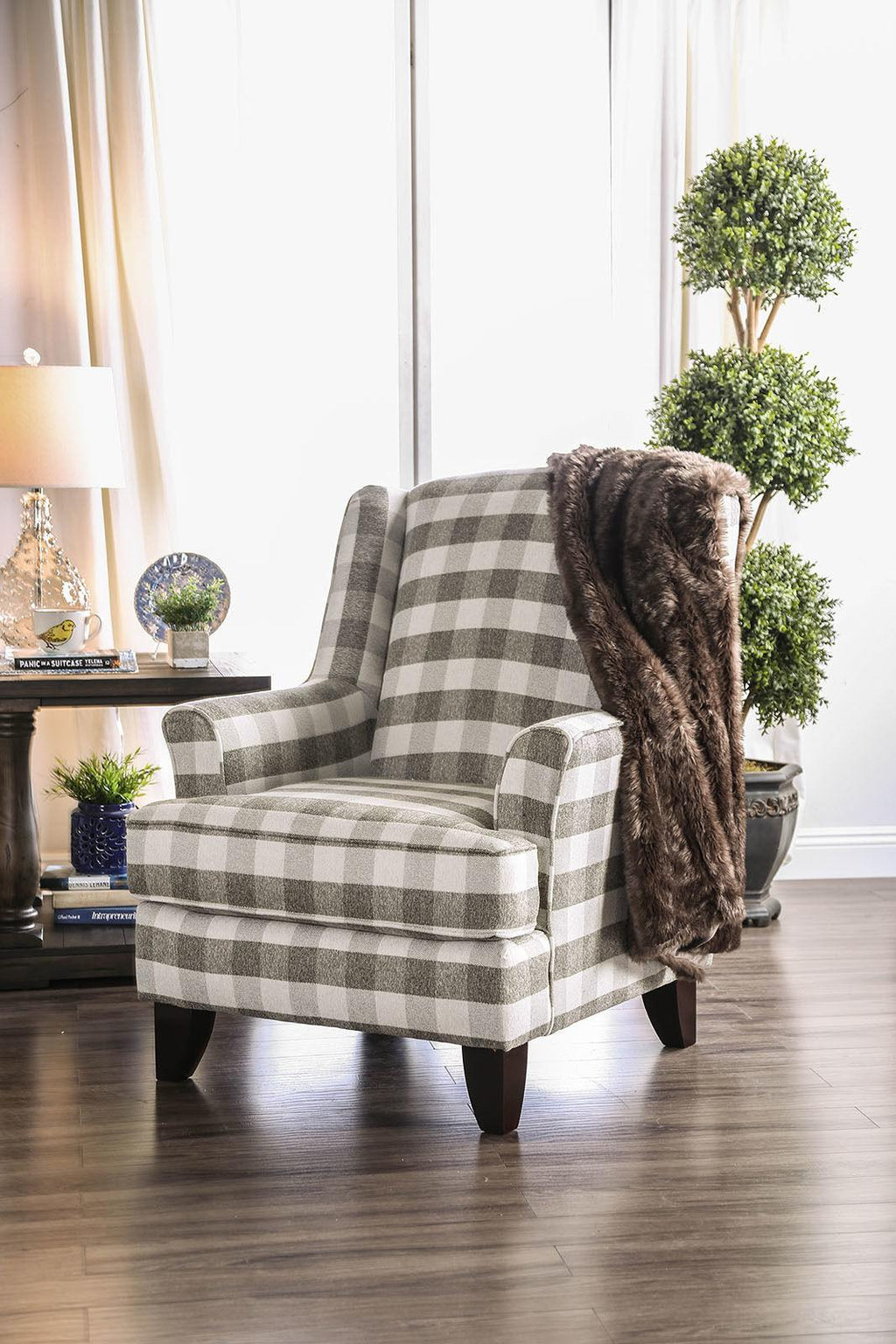 Light Gray Linen-like Fabric Living Room Set 3pcs J747