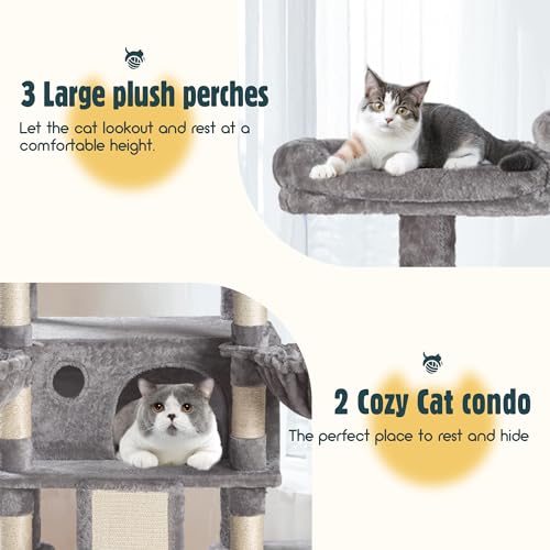 Beige Multi-Level Cat Tree with Sisal Scratching Posts Z7212