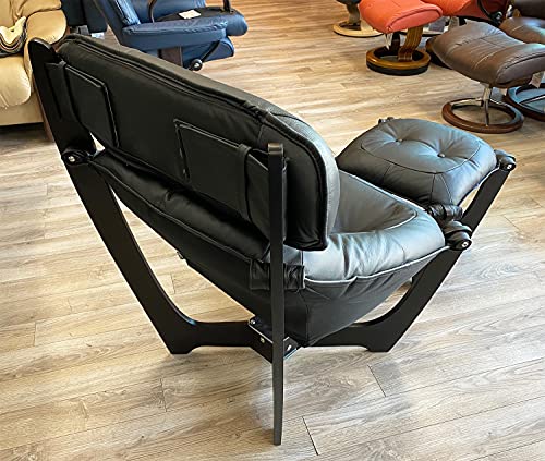 Black Leather Chair and Ottoman Q7791