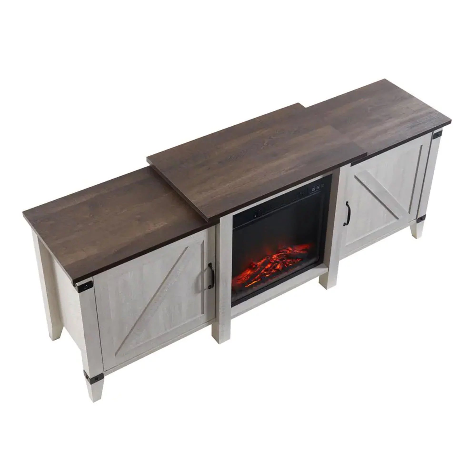 Grey Freestanding Wooden Electric Fireplace TV Stand Console K205501