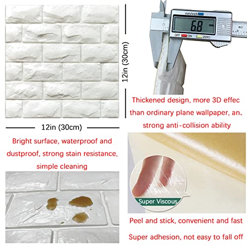 White Foam Brick Wallpaper 11PCS X74471