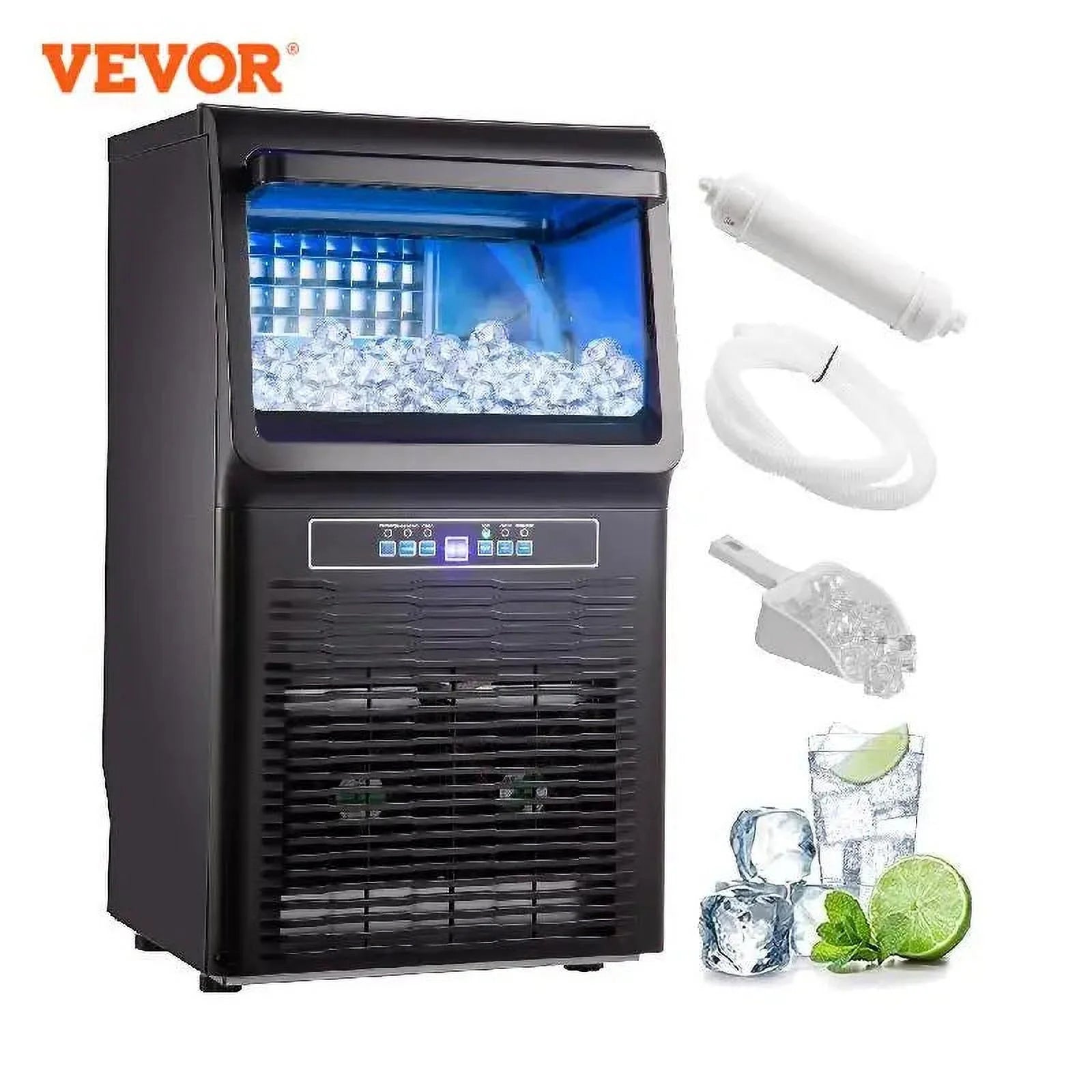 Commercial Ice Maker 30KG/24H Countertop Automatic Built-in Cube Ice Generator 350W X730