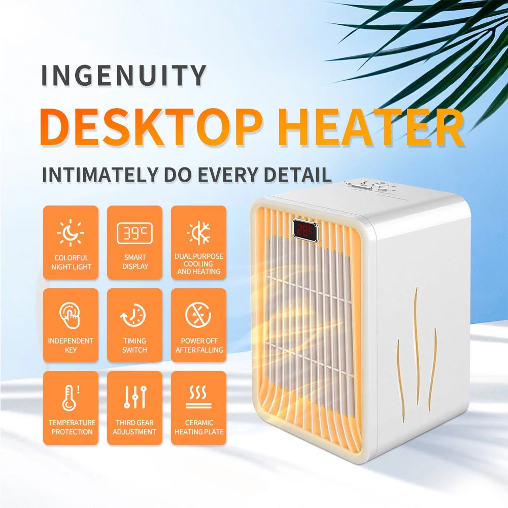 Mini Desktop Heater with LED Night Light D474