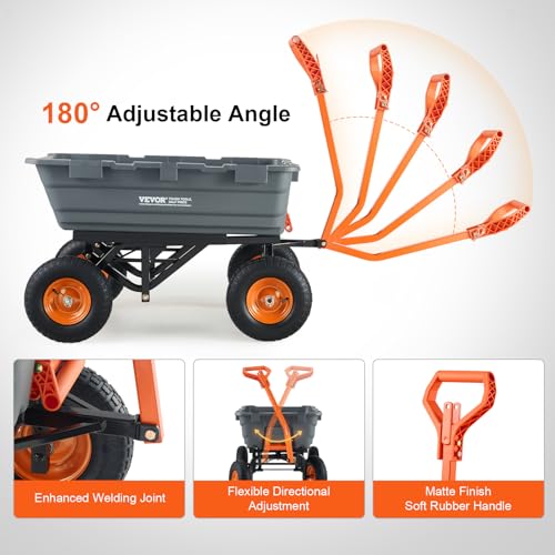 1200lbs 7Cu.Ft. Heavy Duty Poly Dump Cart with 13in All Terrain Wheels E7330
