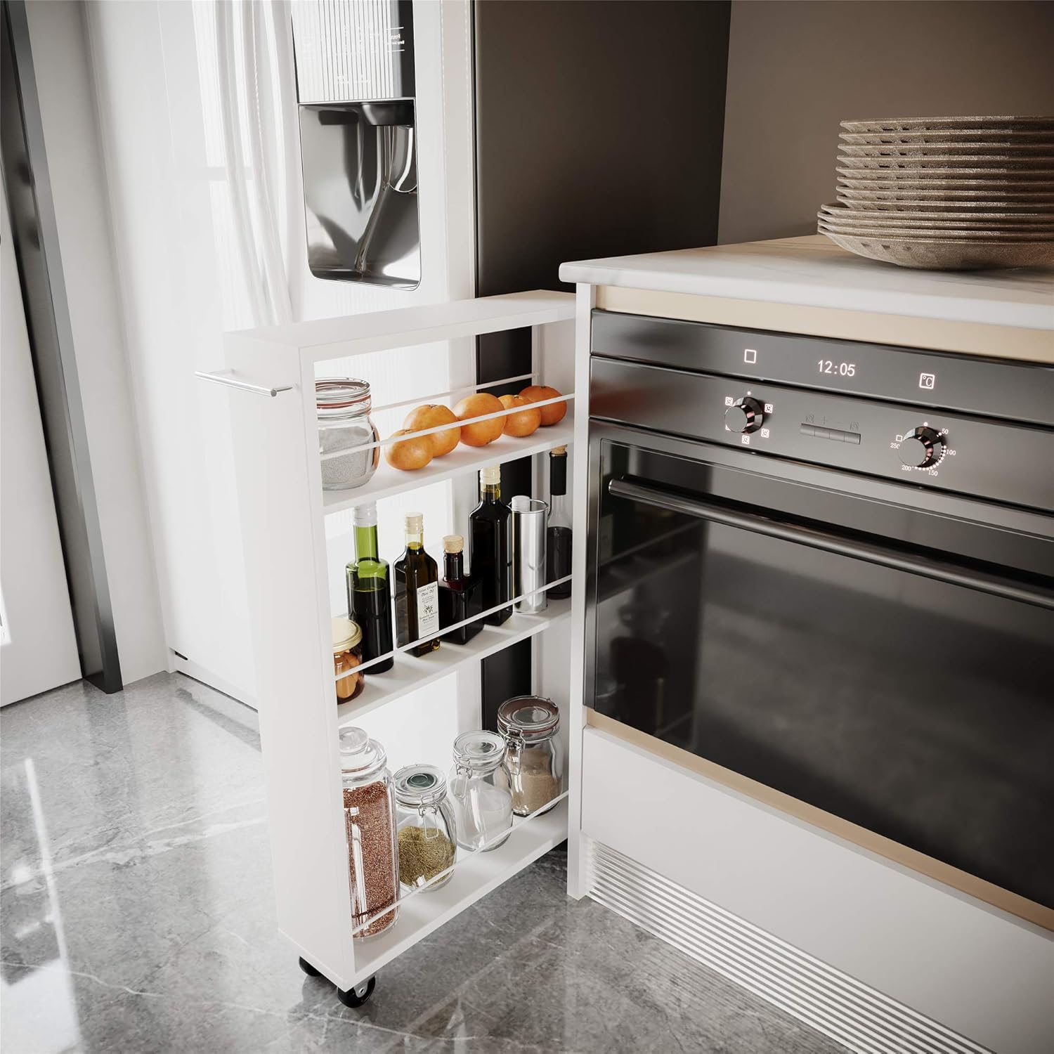White 3-Tier Slide Out Storage Tower U222