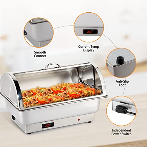 Electric 9 QT Stainless Steel Chafing Dish Buffet Set with 2 Detachable Food Pans I45460