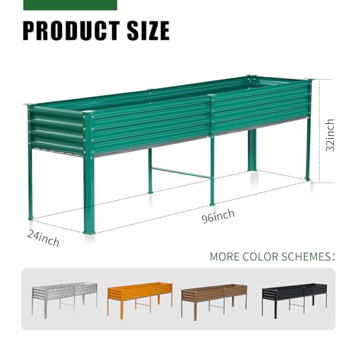 Galvanized Raised Garden Bed with Legs, 48×24×32in Metal Elevated Planter Box with Drainage Holes B486