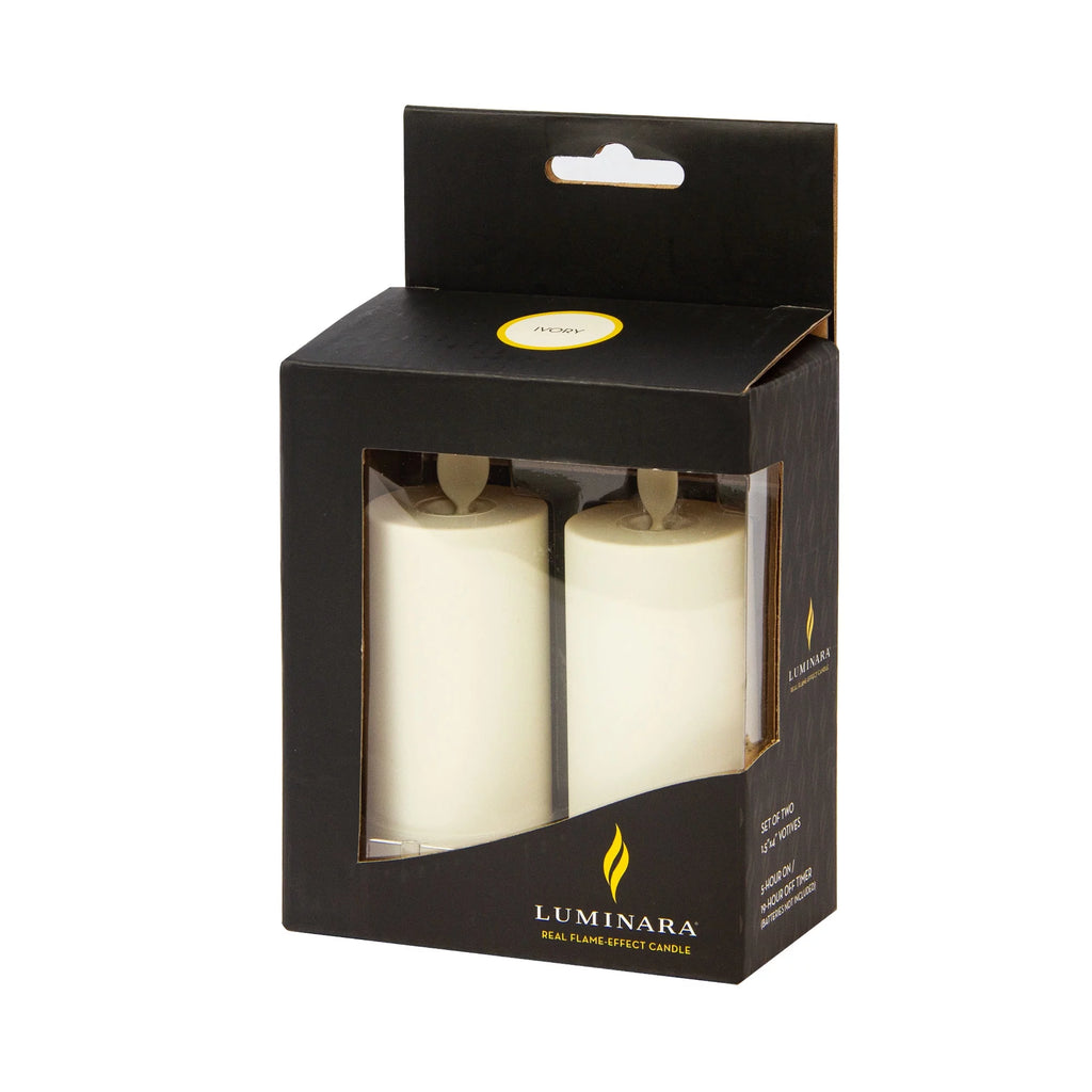 Realistic Artificial Moving Flame Votive Candle - Set of 2 - Ivory - 1.5" x 4" O897