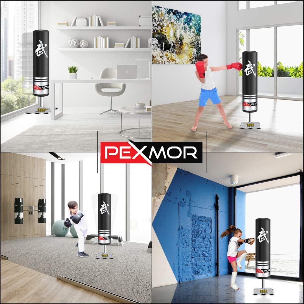 Black Freestanding Punching Bag with Suction Cup Steel Base Q9535