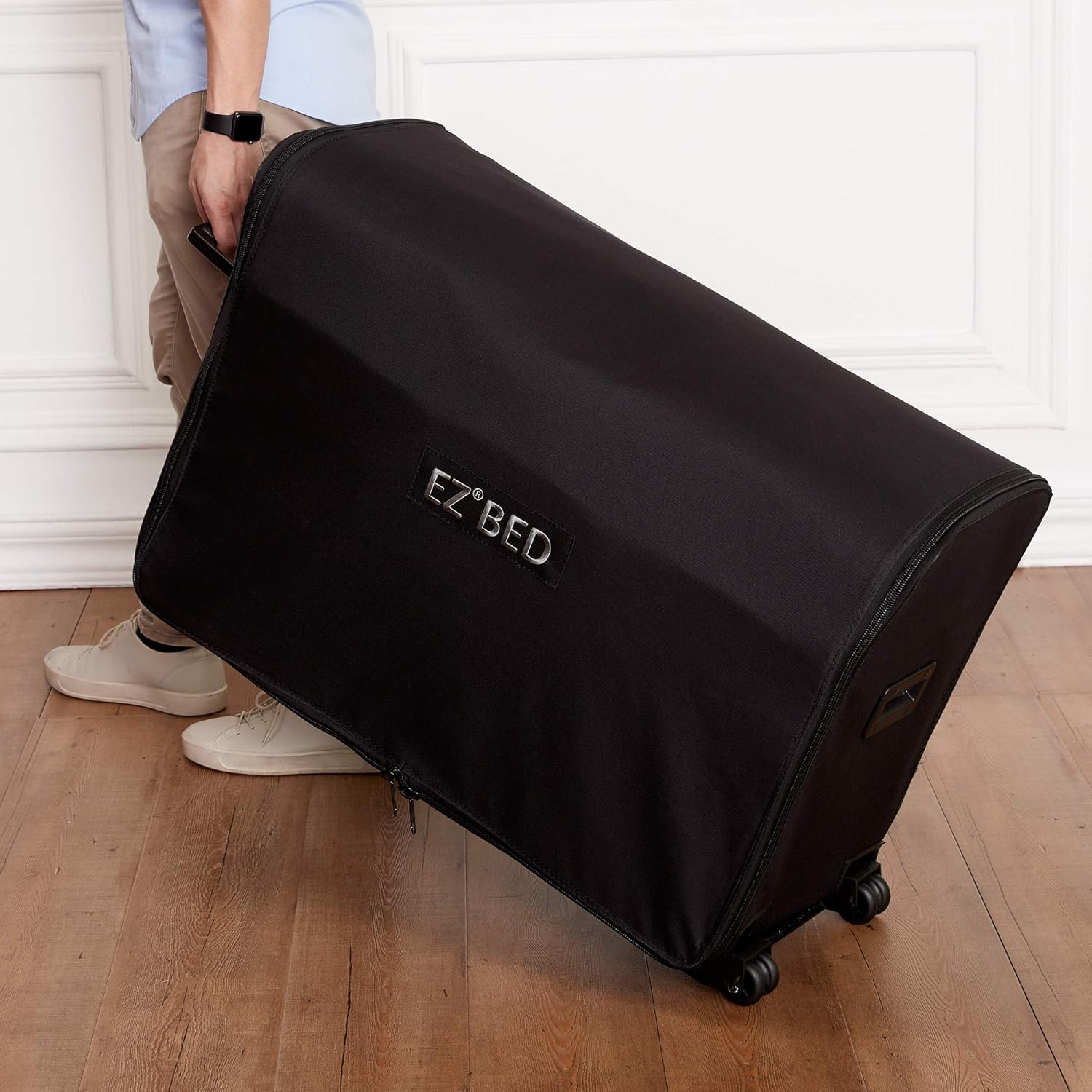 Queen Size Self Inflatable Air Mattress with Frame & Rolling Case N3754