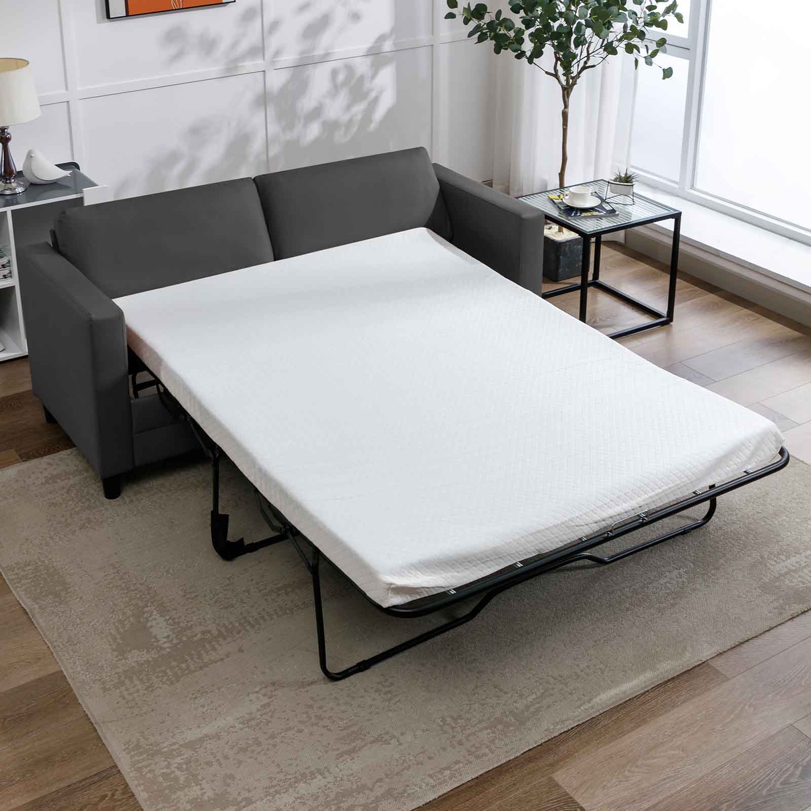 Dark Grey Full Size Pull Out Sofa Bed with Fold Out Mattress F437