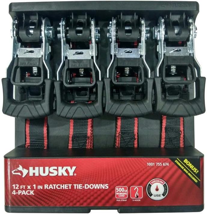 12 FT x 1 IN Ratchet Tie-Downs 4 Pack T60477