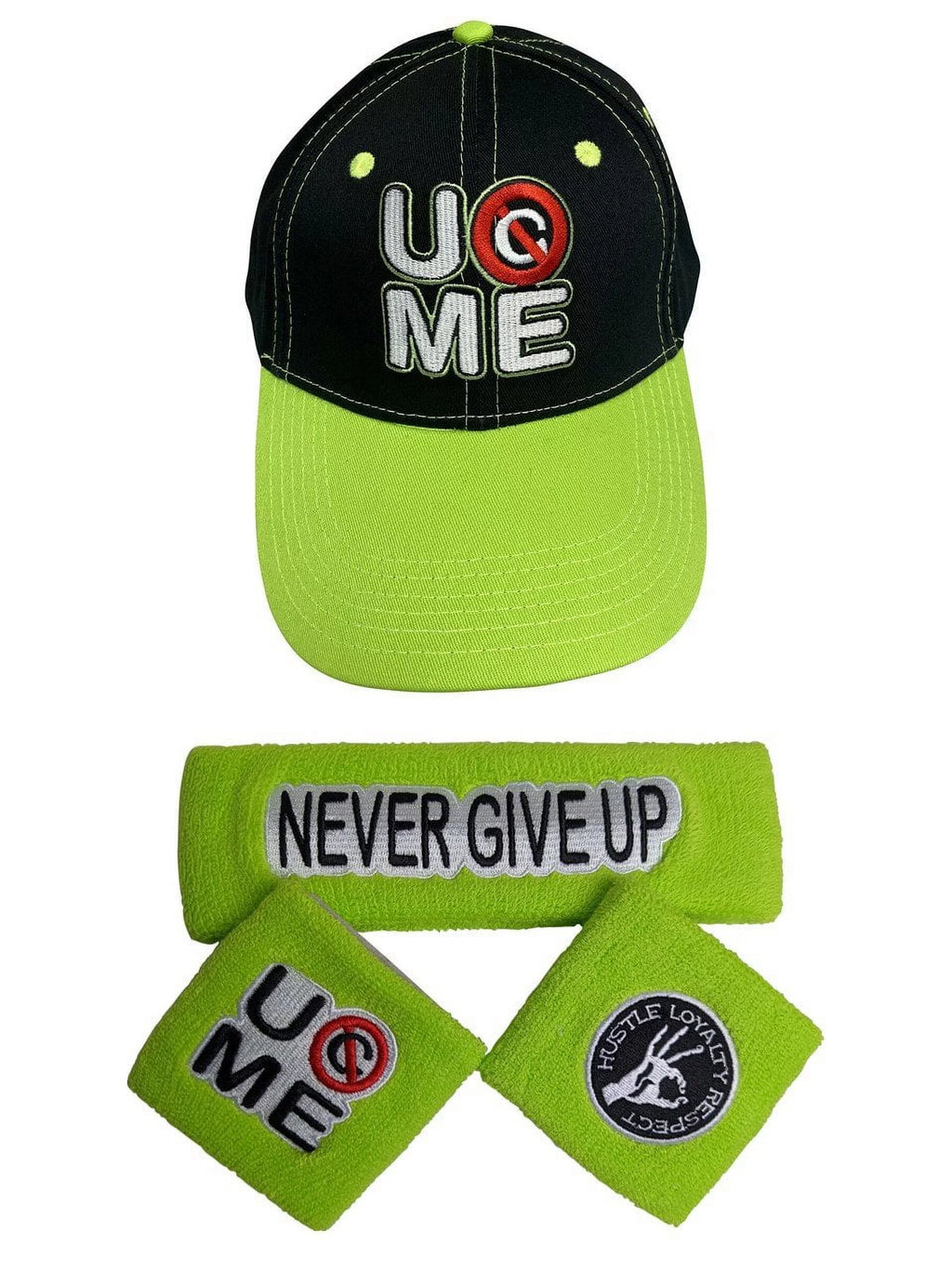 Neon Green Boys Costume T-shirt Hat Wristbands A539