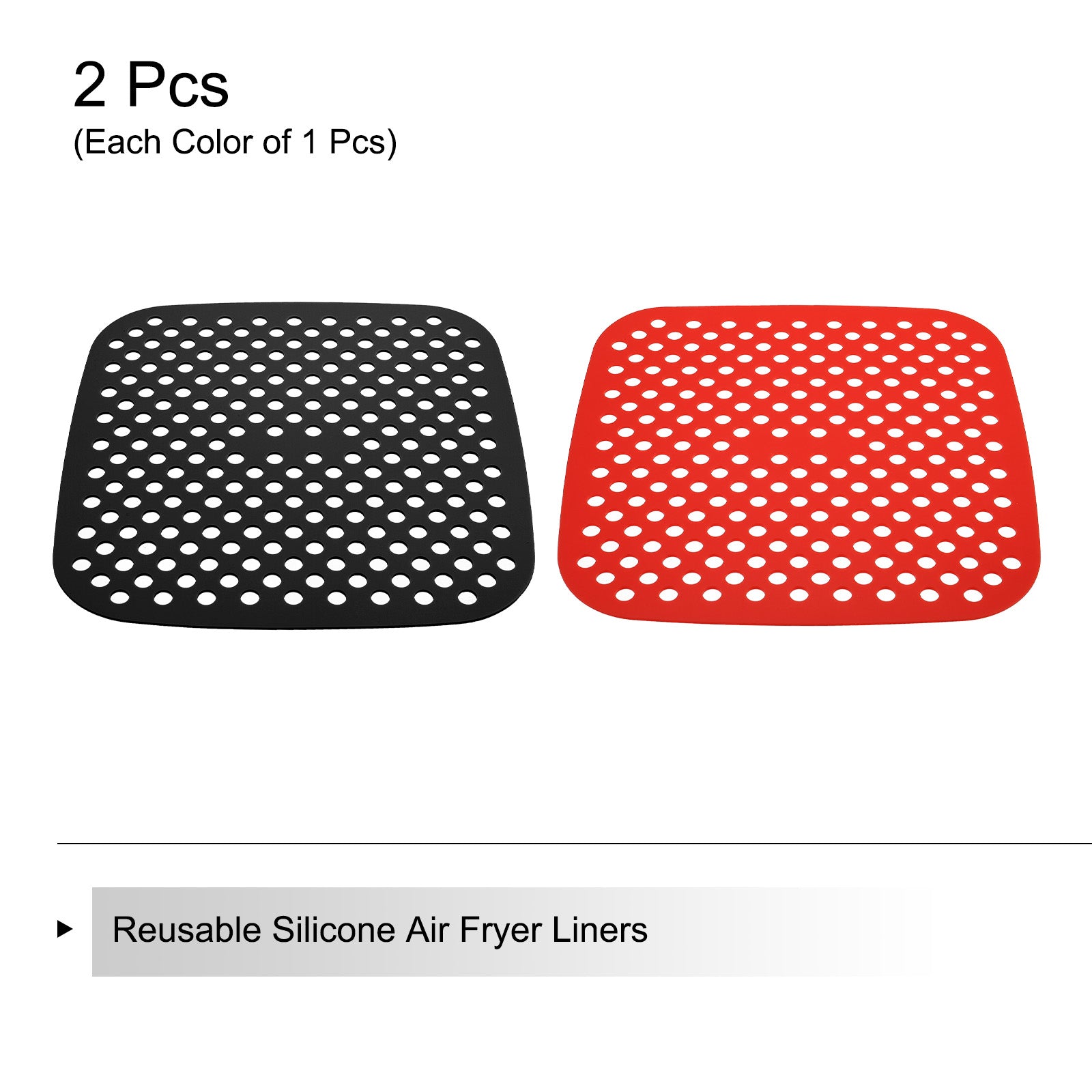 Reusable Silicone Air Fryer Liners 8.5x8.5 Inch Black/Red, Pack of 2 M894076