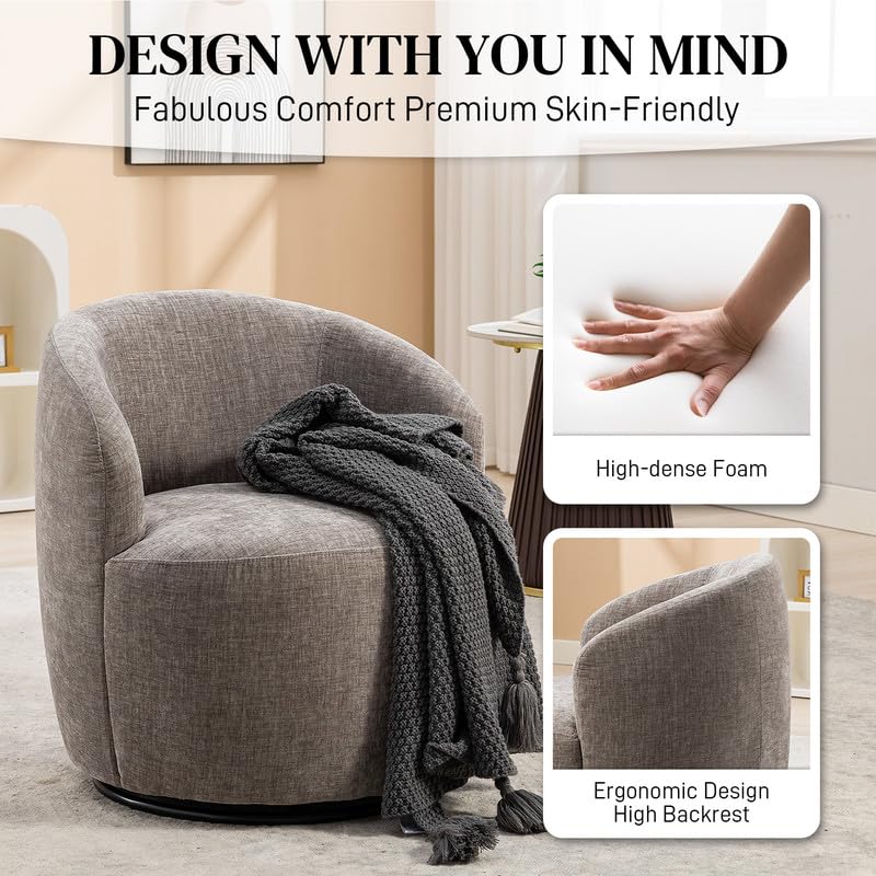 Set of 2 Chenille Swivel Barrel Chair G745331