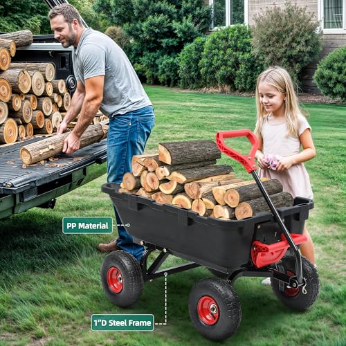 Heavy Duty Garden Dump Cart with 10" Pneumatic Tires P897122