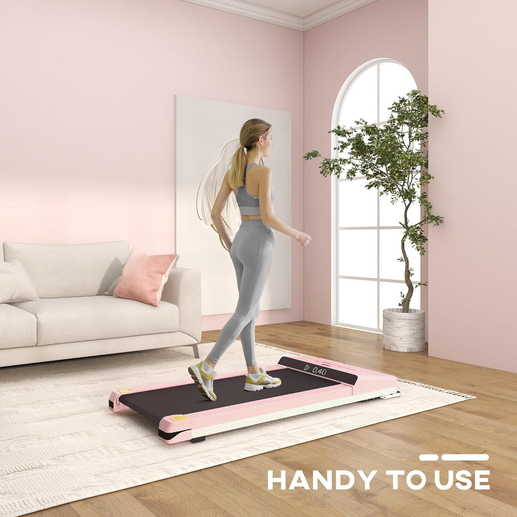 Pink Under Desk Treadmill with Foldable Wheels R468075
