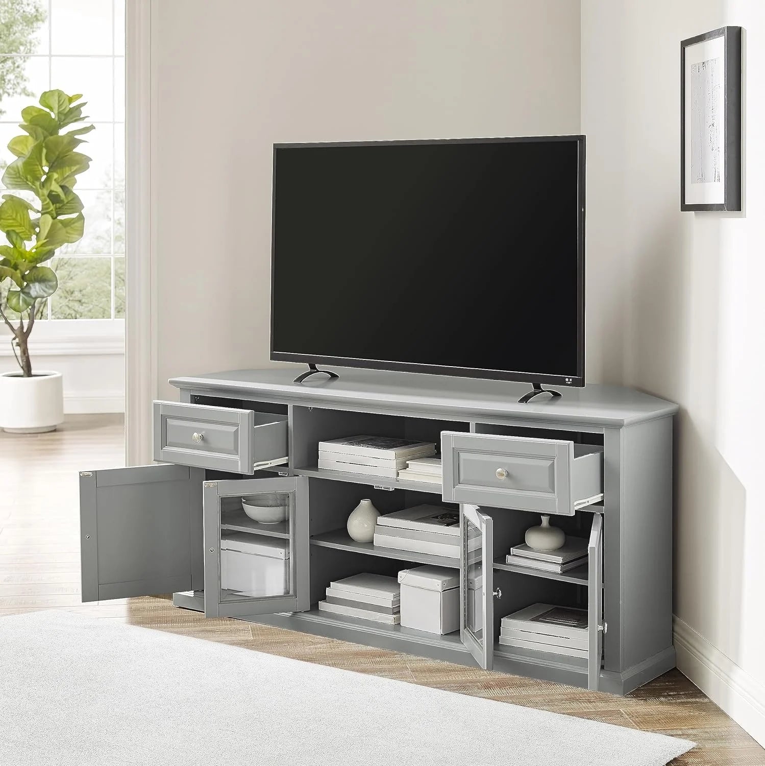 Gray Corner TV Stand N640249