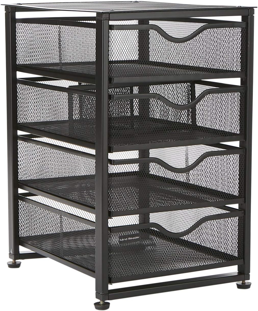 Black 4-Tiered Metal Rolling Utility Cart K802