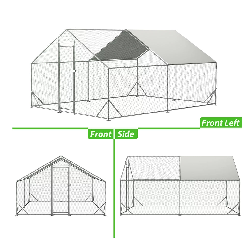 Large Metal Chicken Coop with Waterproof Cover (10' L x 13' W x 6.56' H) B4769