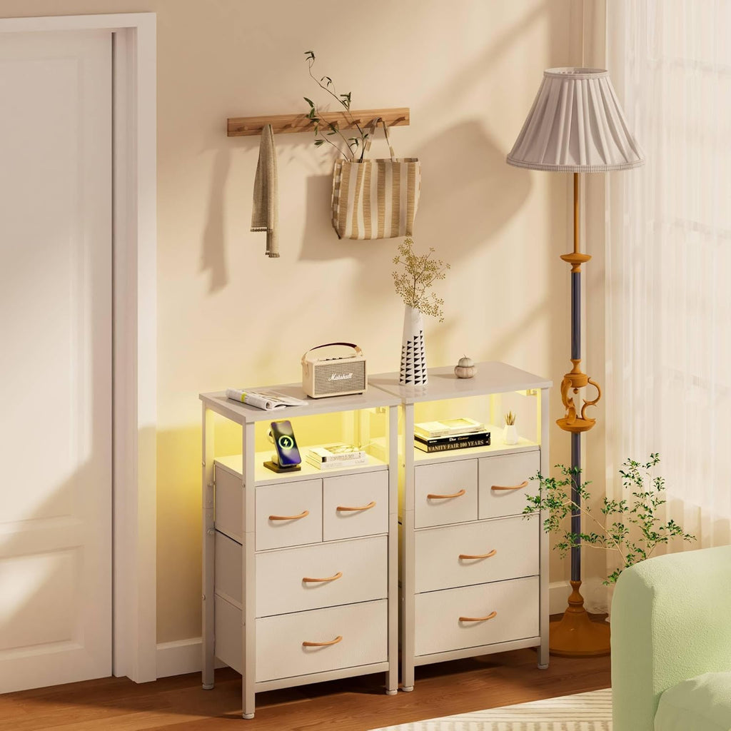 Nightstand Set of 2 with Charging Station and Led Light R120976