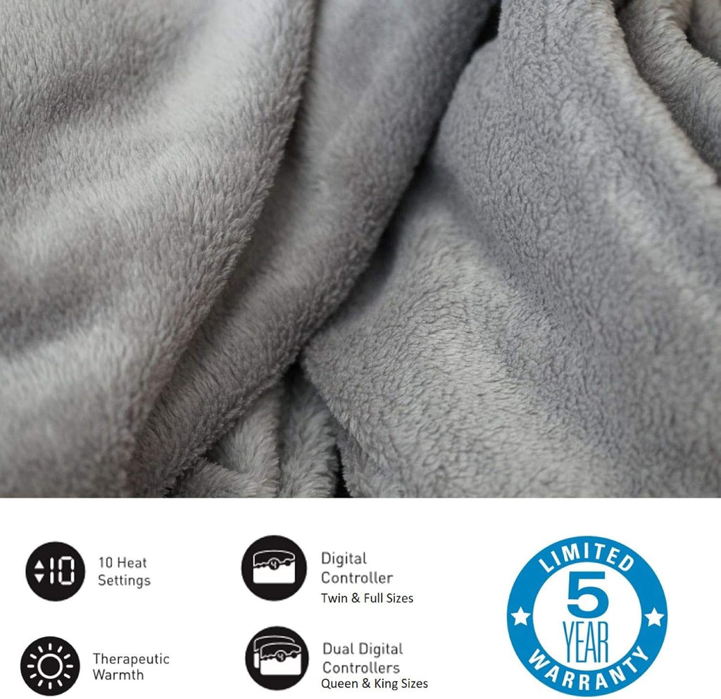 Grey Queen Micro Plush Electric Heated Blanket M143832