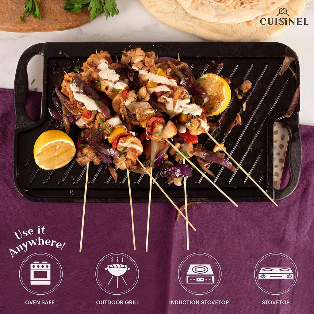 Reversible Pre-Seasoned Cast Iron Griddle with Scraper M703228