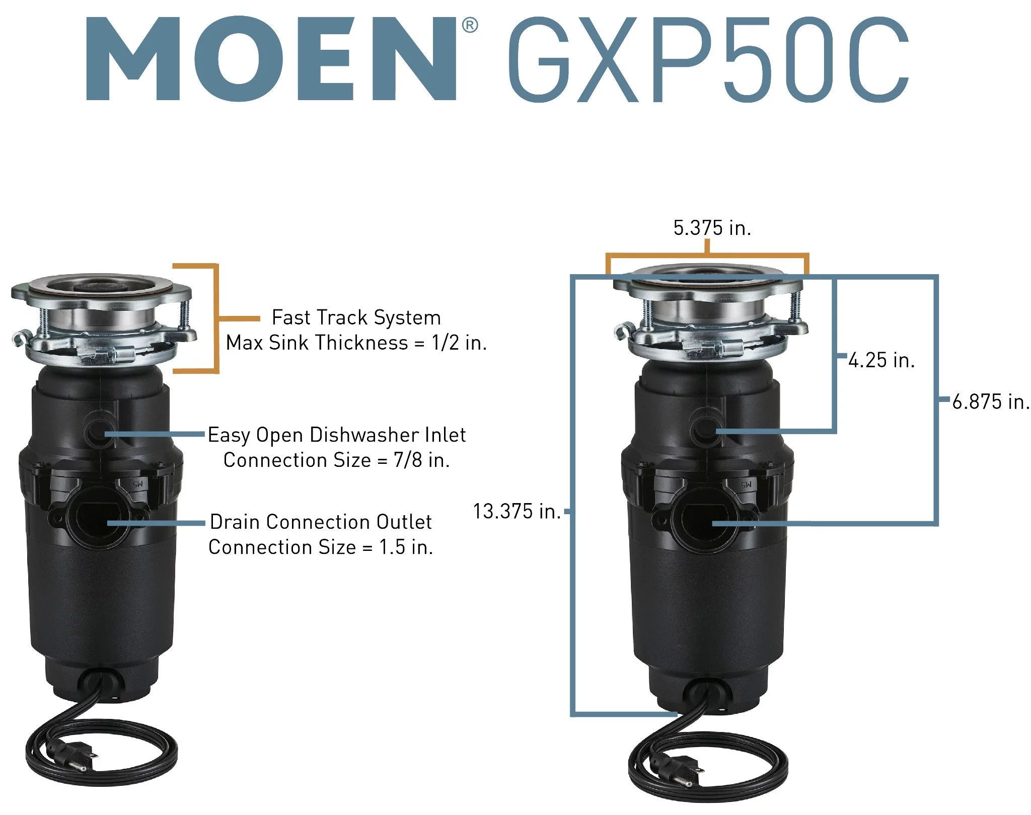 1/2 HP Continuous Feed Garbage Disposal F36746