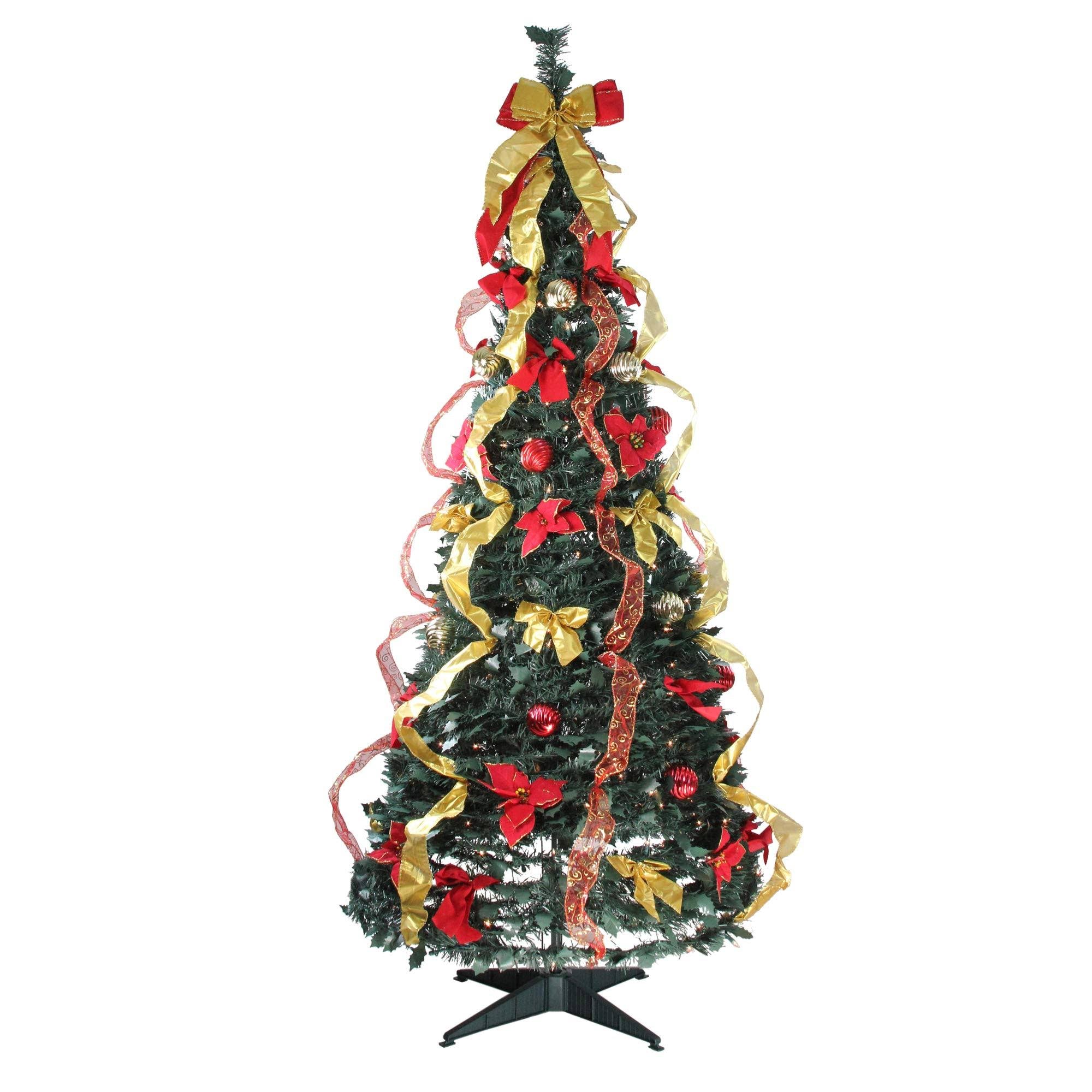 6' Pre-Lit Gold and Red Artificial Christmas Tree T56108