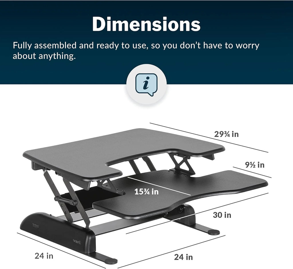 Black Two-Tier Height Adjustable Standing Desk Converter H73788