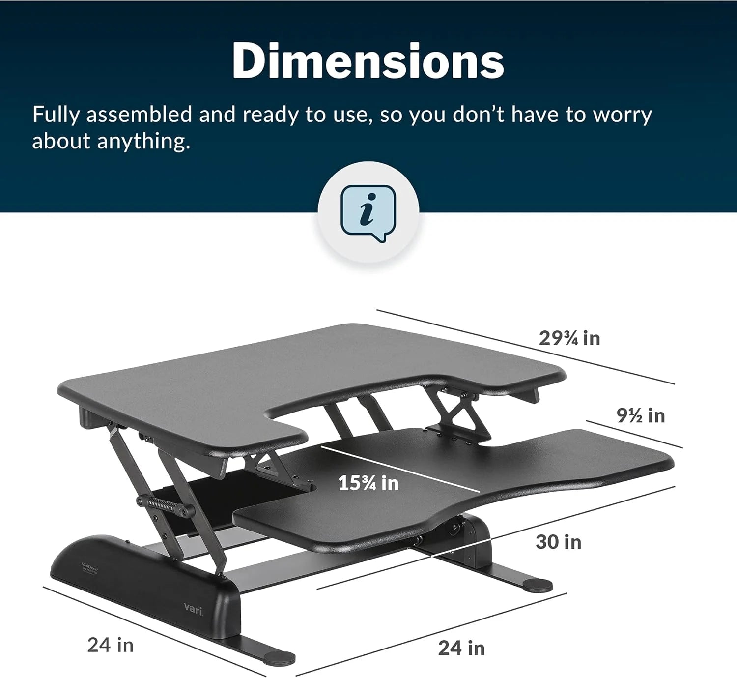 Black Two-Tier Height Adjustable Standing Desk Converter H73788