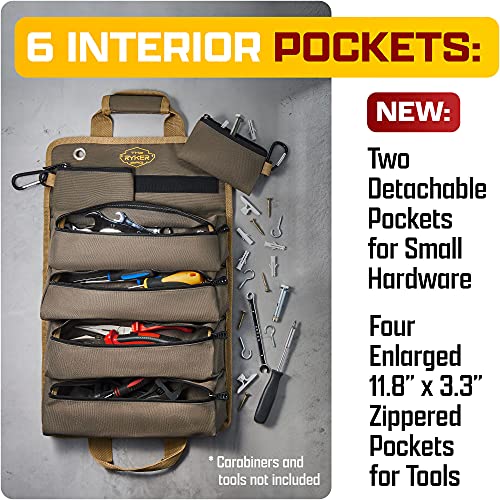 Heavy Duty Motorcycle Tool Roll Bag with Detachable Pouches Q297142