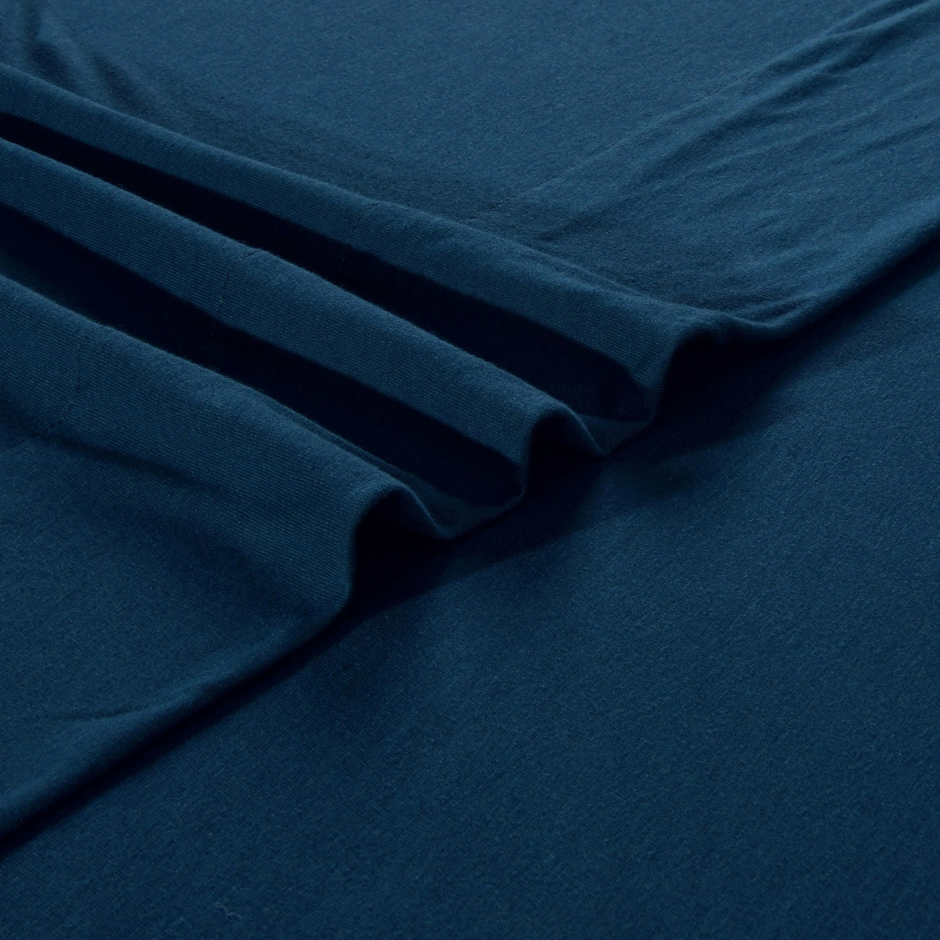 Queen Size 100% Cotton Jersey Sheet Set (4Pc, Navy) I2066