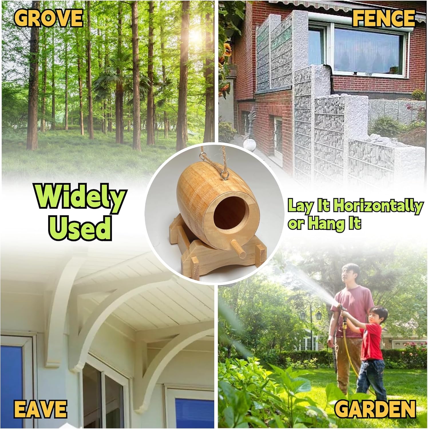 2 Pack Natural Wooden Hummingbird House X591