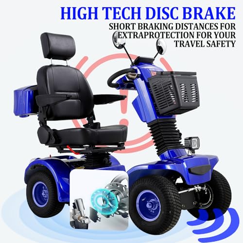 4 Wheel 500lbs Capacity Electric Powered Mobility Scooter with Adjustable Seat and Rear Basket E5213