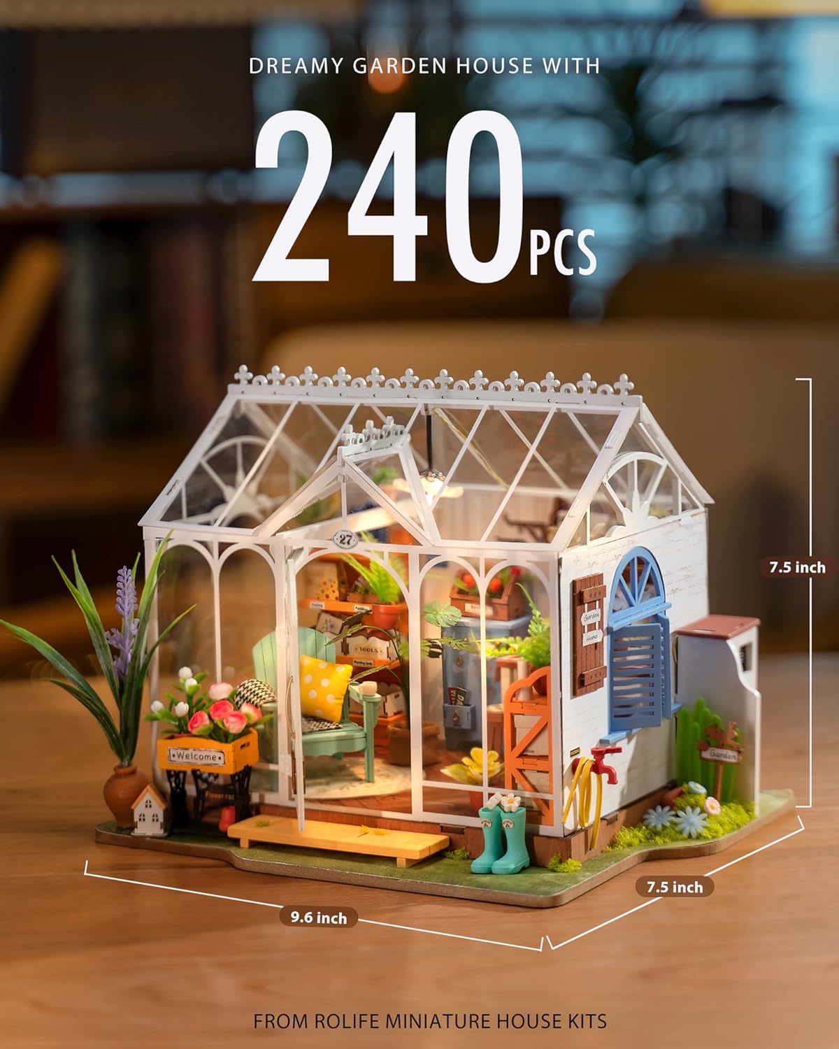 9.6" DIY Miniature Dollhouse Kit with LED X80637