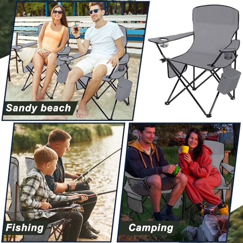 2 Pack Oversized Folding Camping Chair with Cooler Side Pocket Cup Holder Carry Bag (Blue) B7938