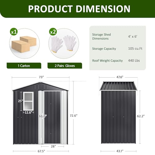 Grey Metal Outdoor Storage Shed E91410