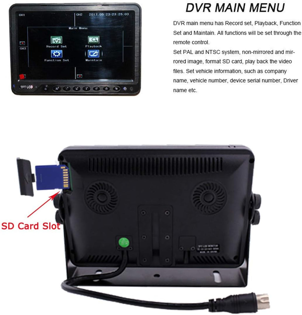 7 inch Quad Split Screen Backup Camera Monitor with DVR Recorder V474195