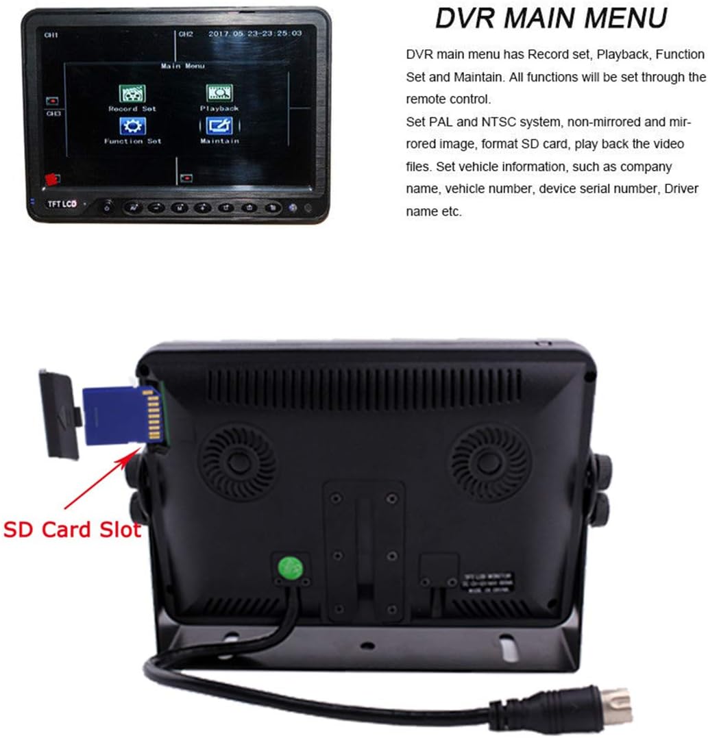 7 inch Quad Split Screen Backup Camera Monitor with DVR Recorder V474195