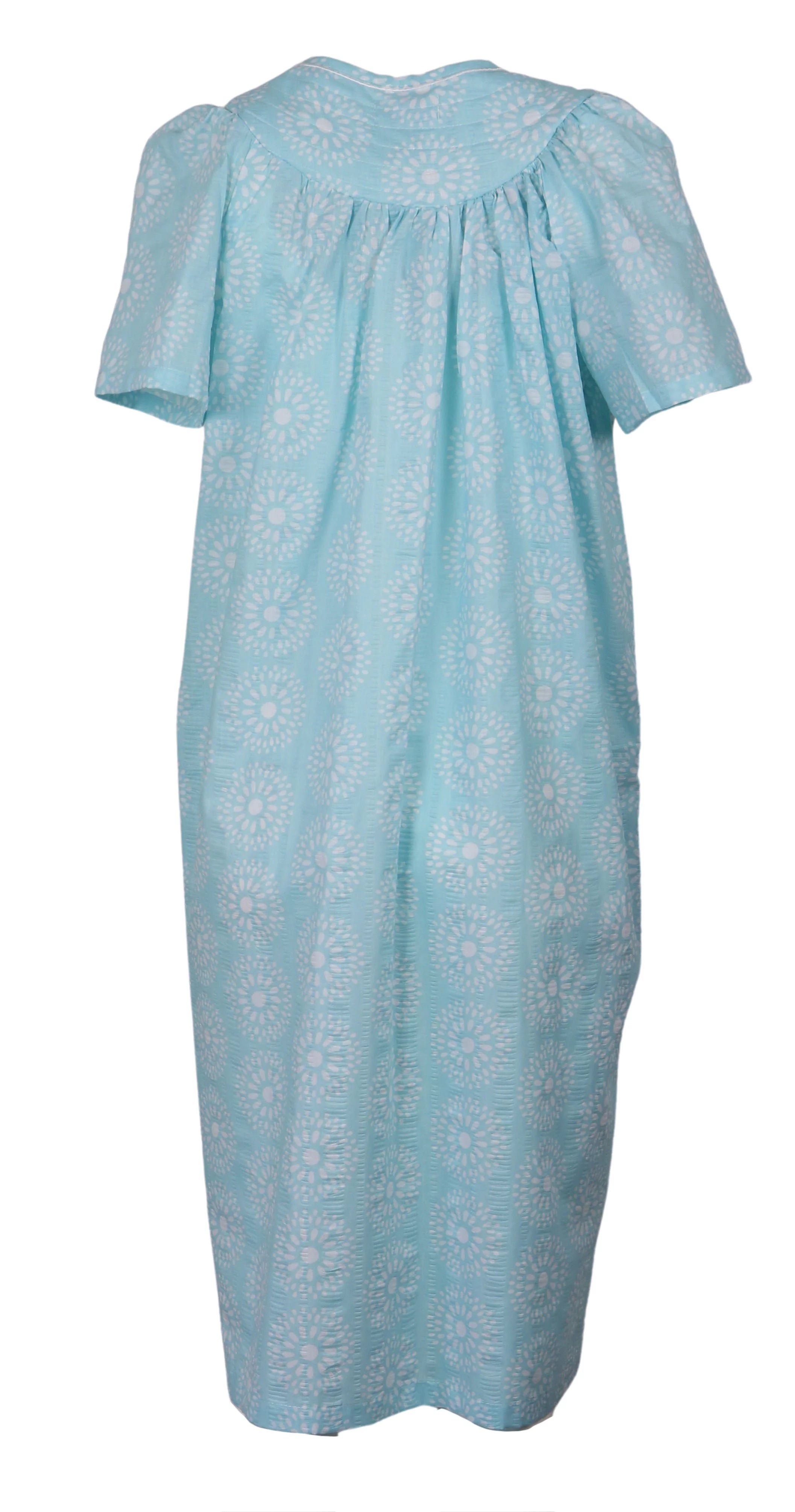 Aqua Snap-Front Duster Robe With Pockets Y984