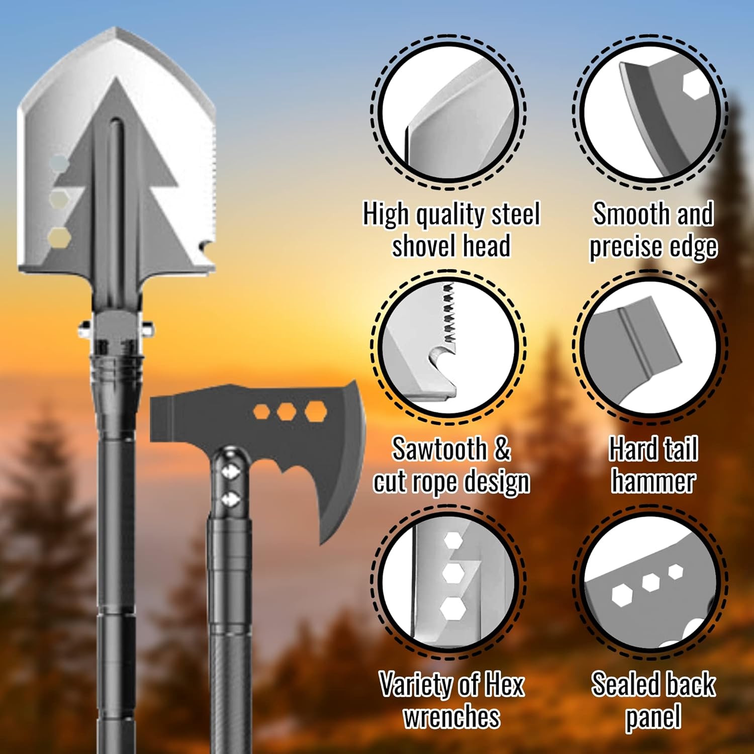 8-Piece Camping Shovel and Multitool Set I723692