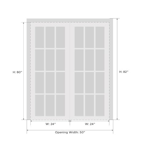 Solid French Double Doors 36 x 80 inches Opaque Glass White Silk Wood Solid Panel Frame X855