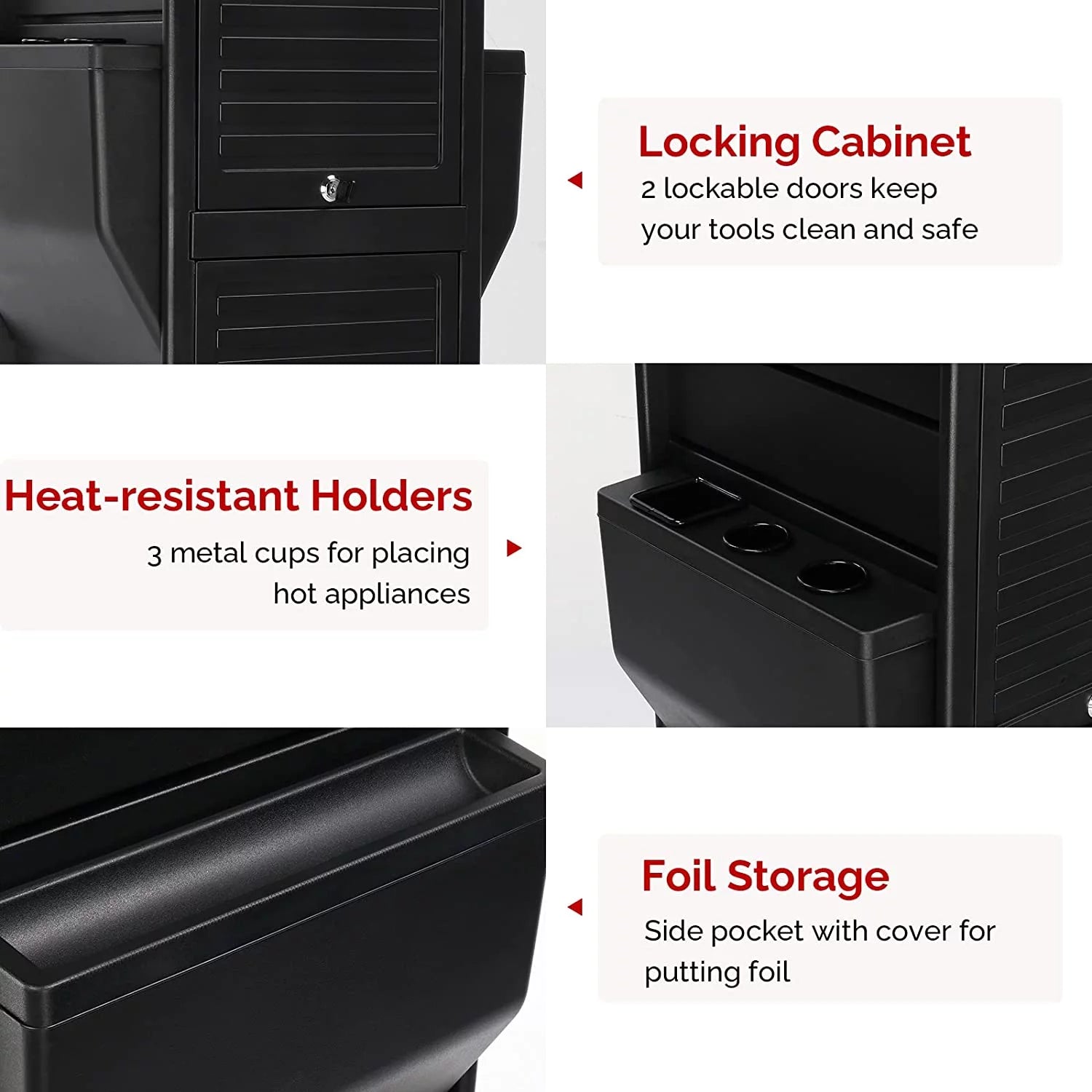 Salon Trolley with Lock 6 Drawers, Rolling Cart A270434
