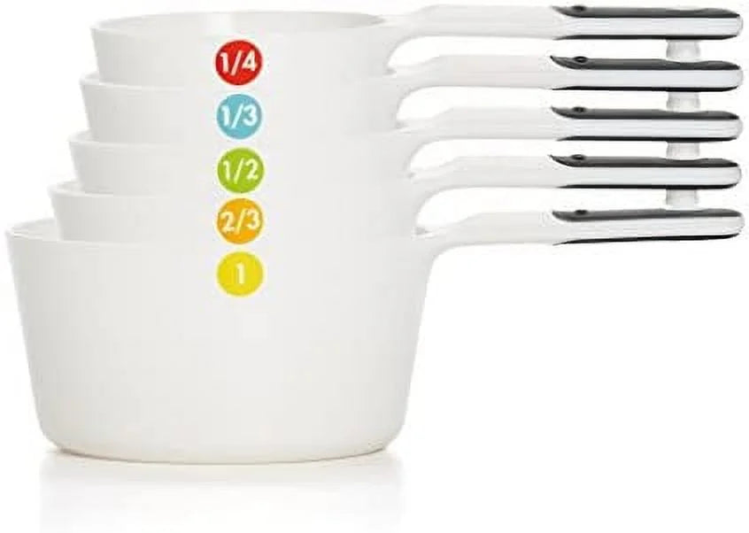 6-Piece Plastic Measuring Cups White 5 Count J57742