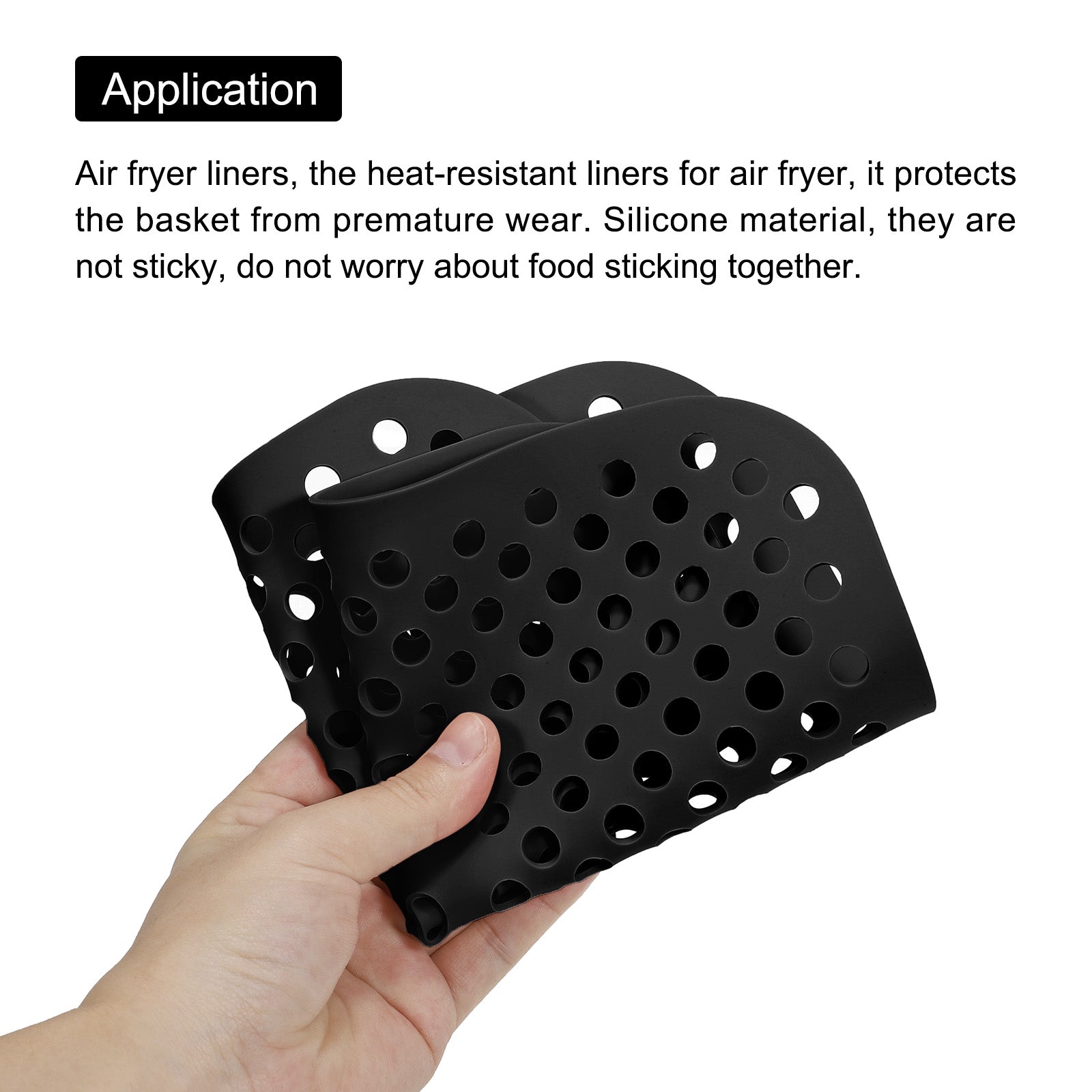 Reusable Silicone Air Fryer Liners 8.5x8.5 Inch Black/Red, Pack of 2 M894076