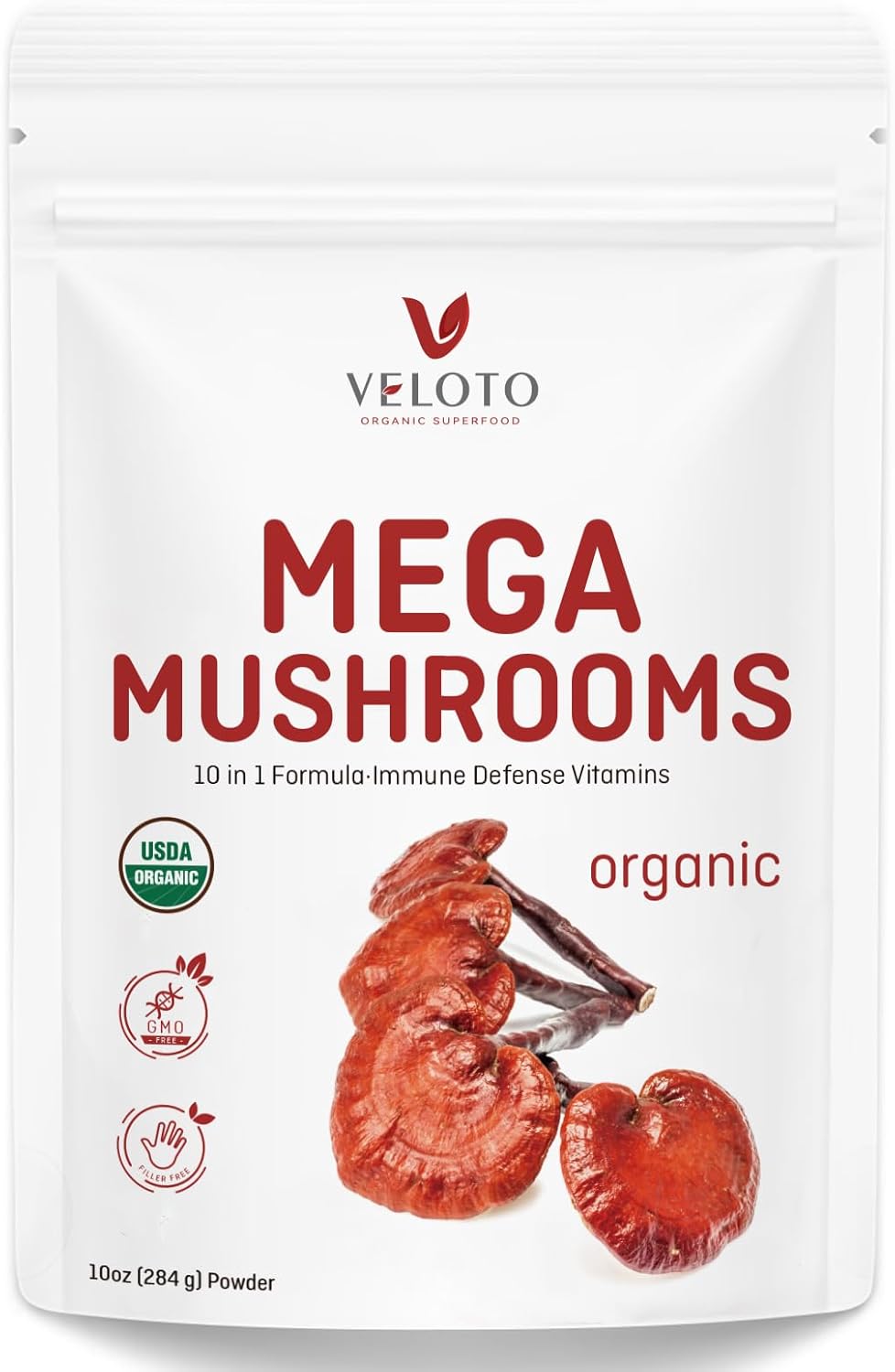 10 in 1 Organic Mushroom Extract Powder Supplement, 10oz B745812